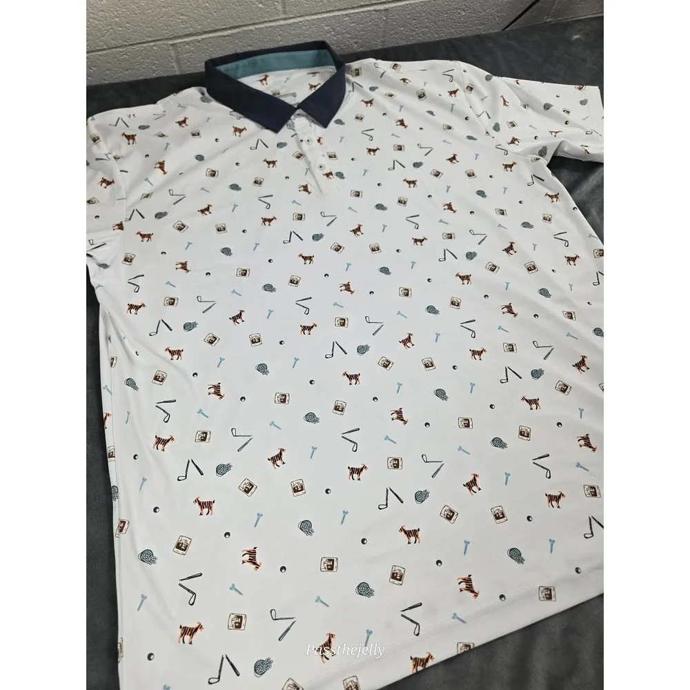 Swannie Shirt Mens XXXL Tour‎ Party All Over Print Golf Polo Drink Giraffe Print